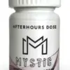 Mystic Afterhours Dose 200mg Capsules product bottle alongside clear vegan microdose capsules.